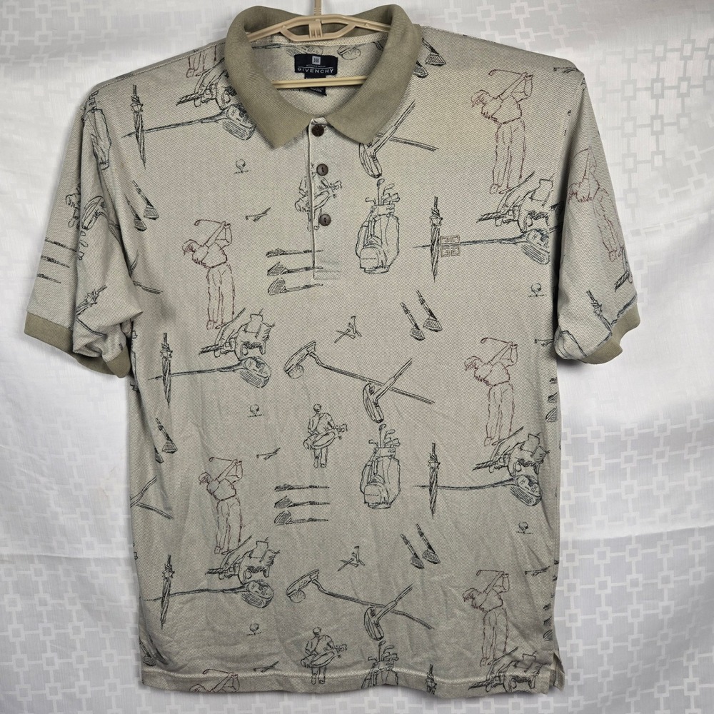 Givenchy Activewear Polo Shirt Size 3x Golf Theme Short Sleeve 3 button Collar